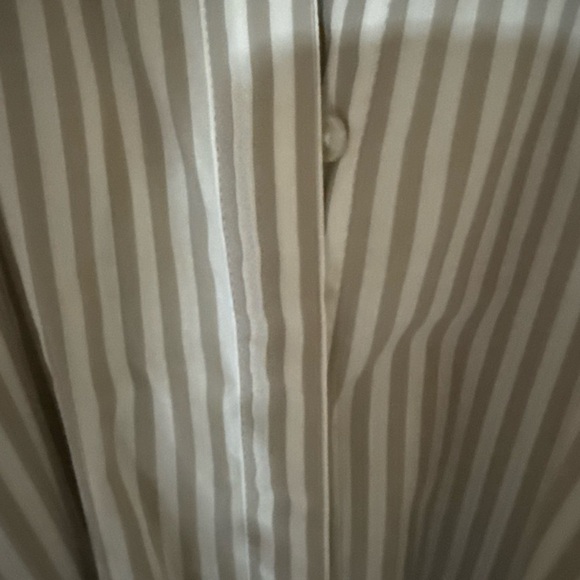 Banana Republic Organic Cotton Poplin Stripe Tie-Waist Midi Shirtdress White Tan - Picture 9 of 11